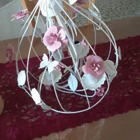 لوستر فلزی سفید صورتی سه شاخه در حد نو