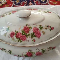 دوعدیس ویک عددسوپ خوری چینی گل سرخ