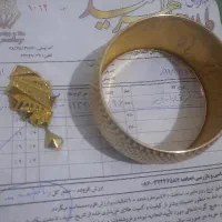 دستبند و پلاک طلا در حد نو ۱۸ عیار