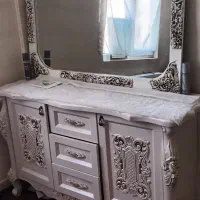 کنسول آینه سفید صدفی