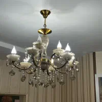 لوستر ۱۰ شعله کریستالی بسیار تمیز مدرن کلاسیک ۲عدد