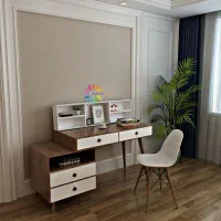 میز تحریر و لپ تاپ ، میزتحریر پایه چوبی بانک دکور|میز تحریر و کامپیوتر|تبریز, |دیوار