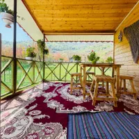 کلبه چوبی بام سبز