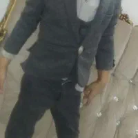 کت شلواربچگانه پیراهن و جلد وپاپیون سایز۴۰زغالسنگی