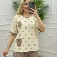 کلی لباس خونگی ست تیشرت و شلوار نونونو نیمتنه ست
