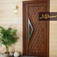 درب ضدسرقت چوب گردو،نرده شیشه ای، سکوریت کدN177