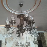 2 عدد برنز 4 شاخه با 8 لاله|لوستر و چراغ آویز|میانه, |دیوار