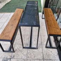 ۲ عدد نیمکت همراه با ۱ عدد میز مناسب غذا خوری|میز و صندلی غذاخوری|سنندج, |دیوار