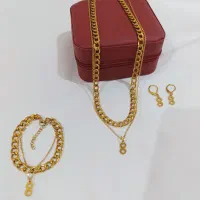 نیم ست کارتیر با آویز پلاک بینهایت استیل ورنگ ثابت