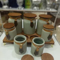 ست بی‌نظیر پا سماوری 7تکه درب چوبی