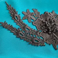 ​ست مجلسی شیک فیروزه‌ای تیره خاص با گلدوزی مشکی|لباس|بابل, |دیوار