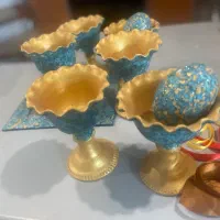 هفت سین سفالی به همراه آینه و تخم مرغ سفالی