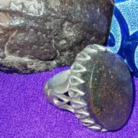 انگشتر نقره نگین شهابسنگ کندریتی L3