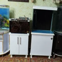 آکواریوم خم فیلتر سطلی چوب آبنوس و پمپ هوا و نور