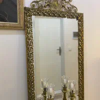 اینه شمعدان تمام برنزی سنگ روی میز مرمر|بوفه، ویترین، کنسول|میانه, |دیوار