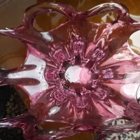 کریستال ۸ پره صورتی چک و شیرینی خوری شکل برگ