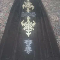 پرده مخمل قهوه ای همراه با راف|پرده، رانر، رومیزی|کرمان, |دیوار