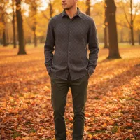 پیراهن مردانه اسلیم فیت طرح برجسته مدل شطرنجی