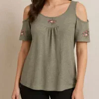 تیشرت سرشانه باز جنس کبریتی درجه یک