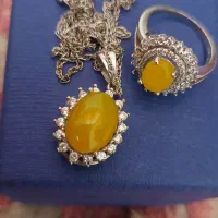 انگشتر و پلاک زنجیر نقره جواهری شرف الشمس