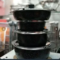 قابلمه ۱۰ پارچه  گرانیتی با درب پیرکس سوپاپدار