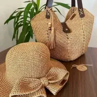 کیف و کلاه رافیا ساحلی دستبافت