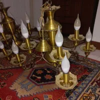۲ عدد لوستر ۸ شعله برنجی،بسیار سالم و تمیز
