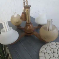 لوستر ۴ شعله چوب راش در حدنو|لوستر و چراغ آویز|همدان, |دیوار