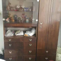 کمدوویترین دوتکه چوب اصل (نوجوان|بوفه، ویترین، کنسول|تفرش, |دیوار