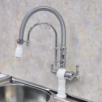 شیر سینک دومنظوره فنردار سفید کروم|مصالح و تجهیزات ساختمان|رشت, پارک شهر|دیوار