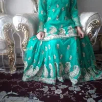 لباس محلی طرح هندی سبز