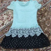 لباس مجلسی کوتاه آبی و مشکی سایز M
