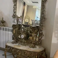 ویترین ساعت ایستاده میوه خوری و آینه و شمعدان برنز|بوفه، ویترین، کنسول|تهران, آهنگ|دیوار