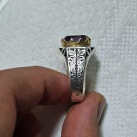 انگشتر دستساز  نقره ۹۲۵ آمیتیست معدنی