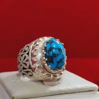 انگشتر   نقره با سنگ فیروزه نیشابور