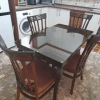 میزناهارخوری ۴ نفره چوب قهوه ای سوخته