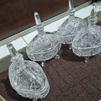 ۴ عدد قندان(قندون) خورشیدی کریستال اصل چک|ظروف سرو و پذیرایی|تهران, جوانمردان (اندیشه)|دیوار