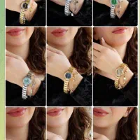 ساعـت زنانه دستبندی آویز دار و طلایی استیل دخترانه