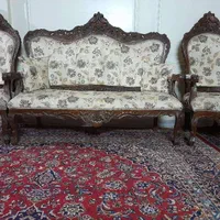 مبلمان استیل ۹نفره چوب گردو دست ساز سلطنتی|مبلمان خانگی و میز عسلی|اصفهان, فرهنگیان|دیوار