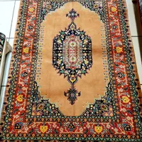 قالیچه سه متری قشقایی شیراز رنگ نارنجی گل ابریشم|فرش|تهران, حر|دیوار