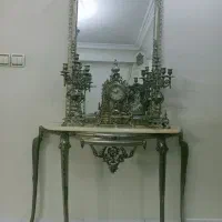 آینه شمعدان وساعت وکنسول برنز قدمی