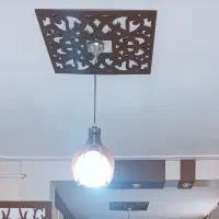 لوستر حبابی چوبی با پنل سقف|لوستر و چراغ آویز|کرمانشاه, |دیوار