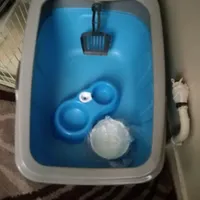 جا خاک گربه به همراه ظرف غذا