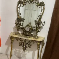 آینه شمعدان و ساعت برنز