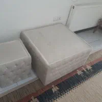 مبل ۳ نفره چوب گردو  همراه با پاف جلو مبلی و۳ کوسن|مبلمان خانگی و میز عسلی|اندیشه, اندیشه فاز ۱|دیوار