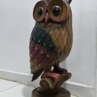 مجسمه جغد تمام چوب گردو قدیمی