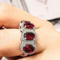 انگشتر جواهر تمام نقره مدل چهارتایی یاقوت و کبود|بدلیجات|تبریز, |دیوار