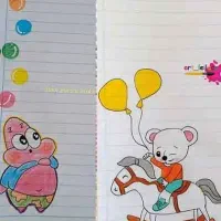 نقاشی حاشیه‌ای روی برگه‌های دفتر مشق