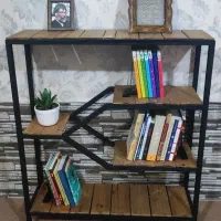 کتابخانه قفسه شلف چوبی فلزی