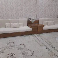مبل ۸ نفره کاملا چوب  دارای ۲ عدد باکس چوبی